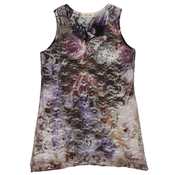 Vtg 90s NWOT Moody Floral Lace Overlay Tank Top | Grunge Fairy Whimsigoth Y2K M - Picture 1 of 16
